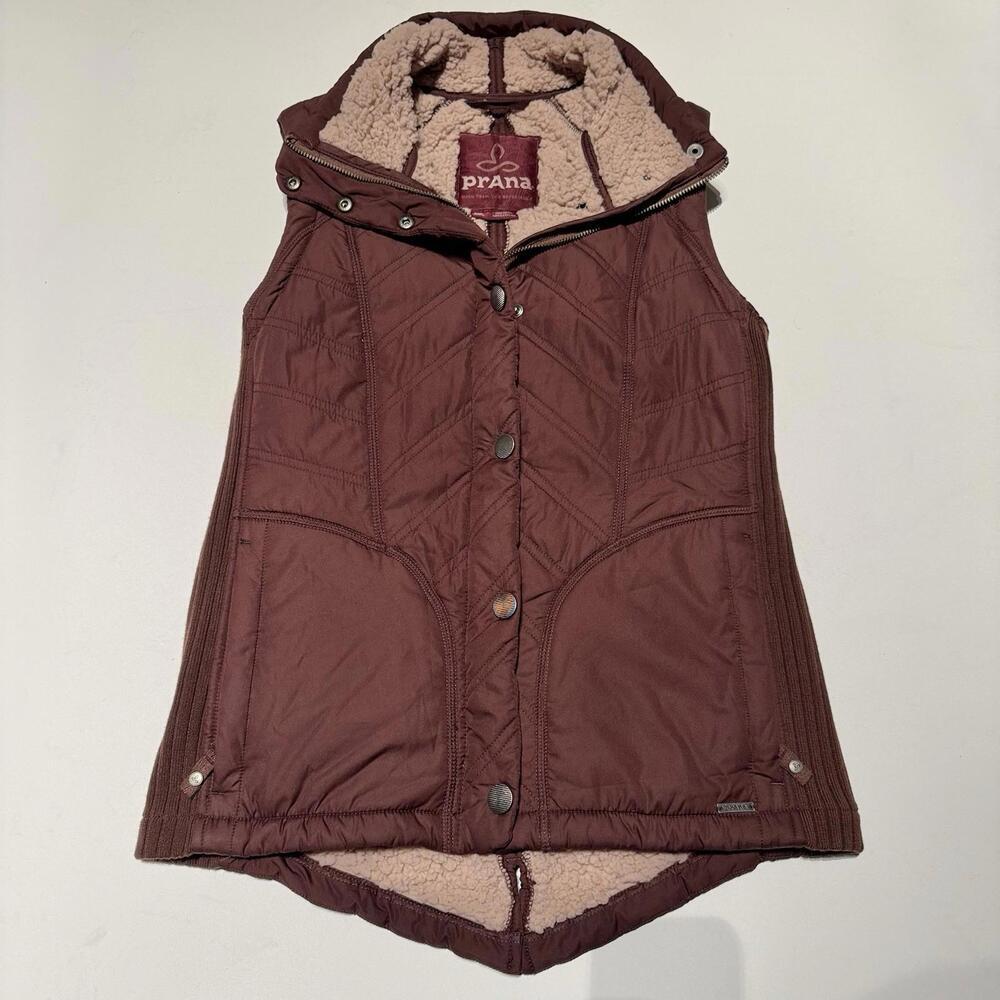 prAna Winter Diva Fluffy Vest Side Zip Pockets Women’s Size Small Purple